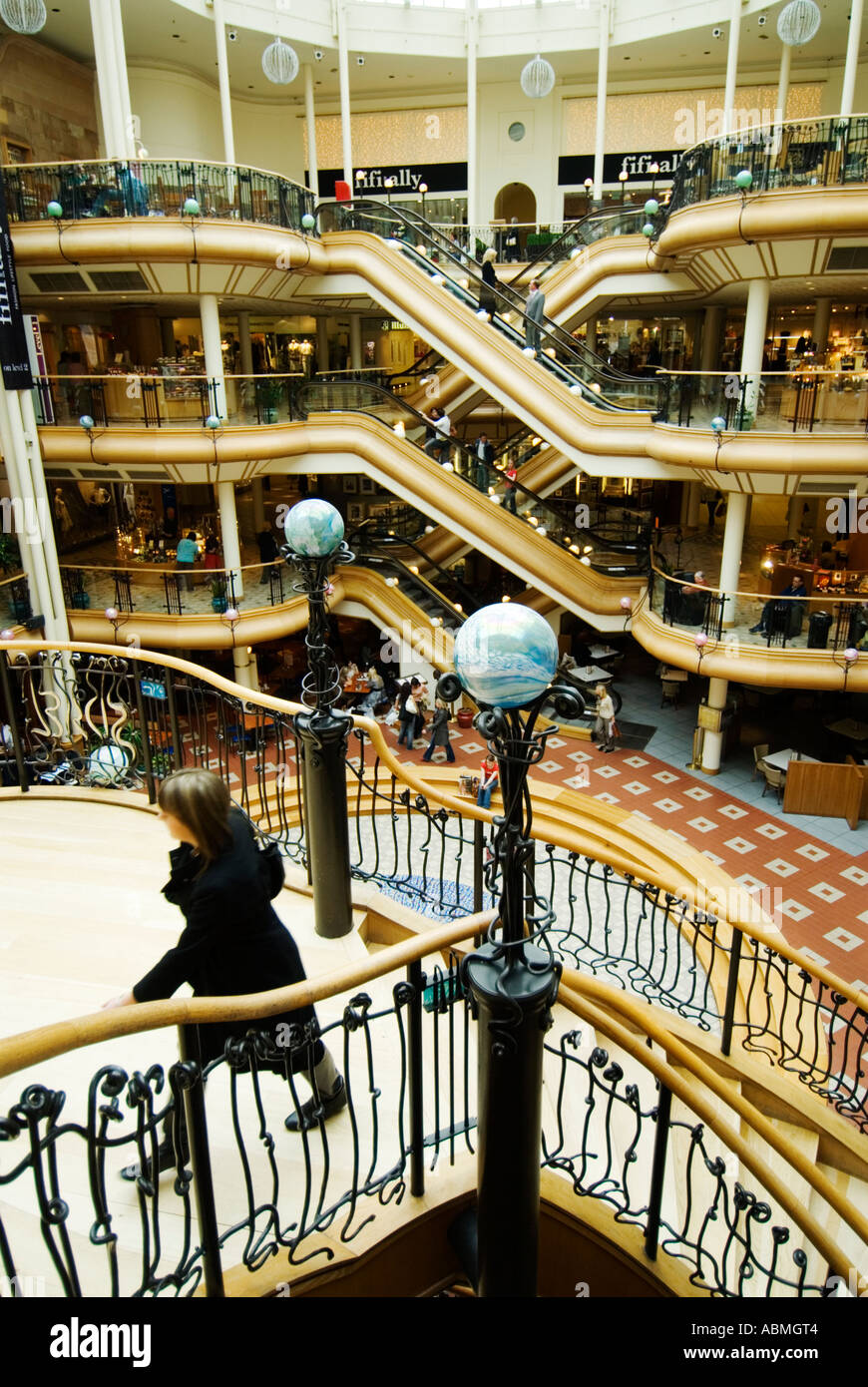 Interior of upmarket historic Princes Square shopping mall in Glasgow Scotland Stock Photo