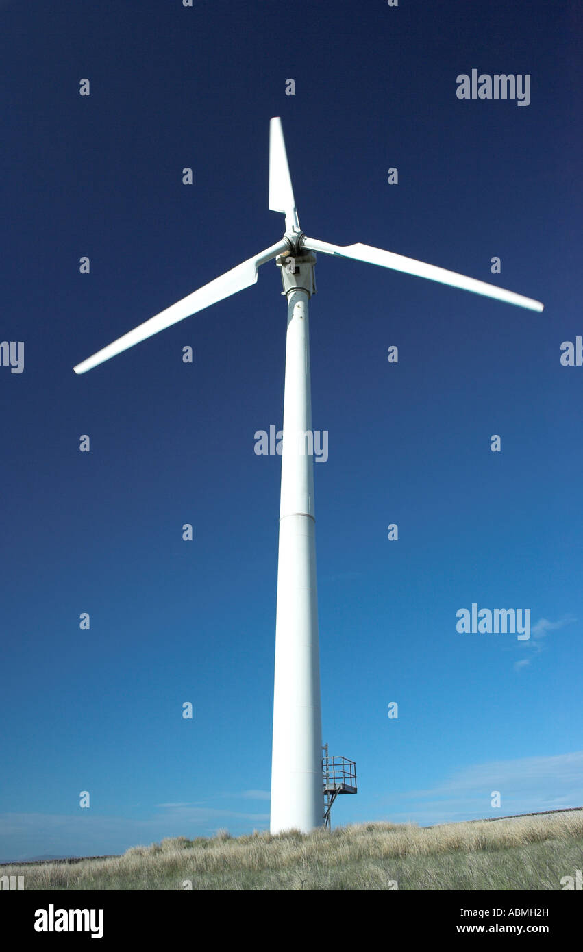 wind farm turbine at caton moor windfarm in lancashire providing a source of green renewable energy Stock Photo