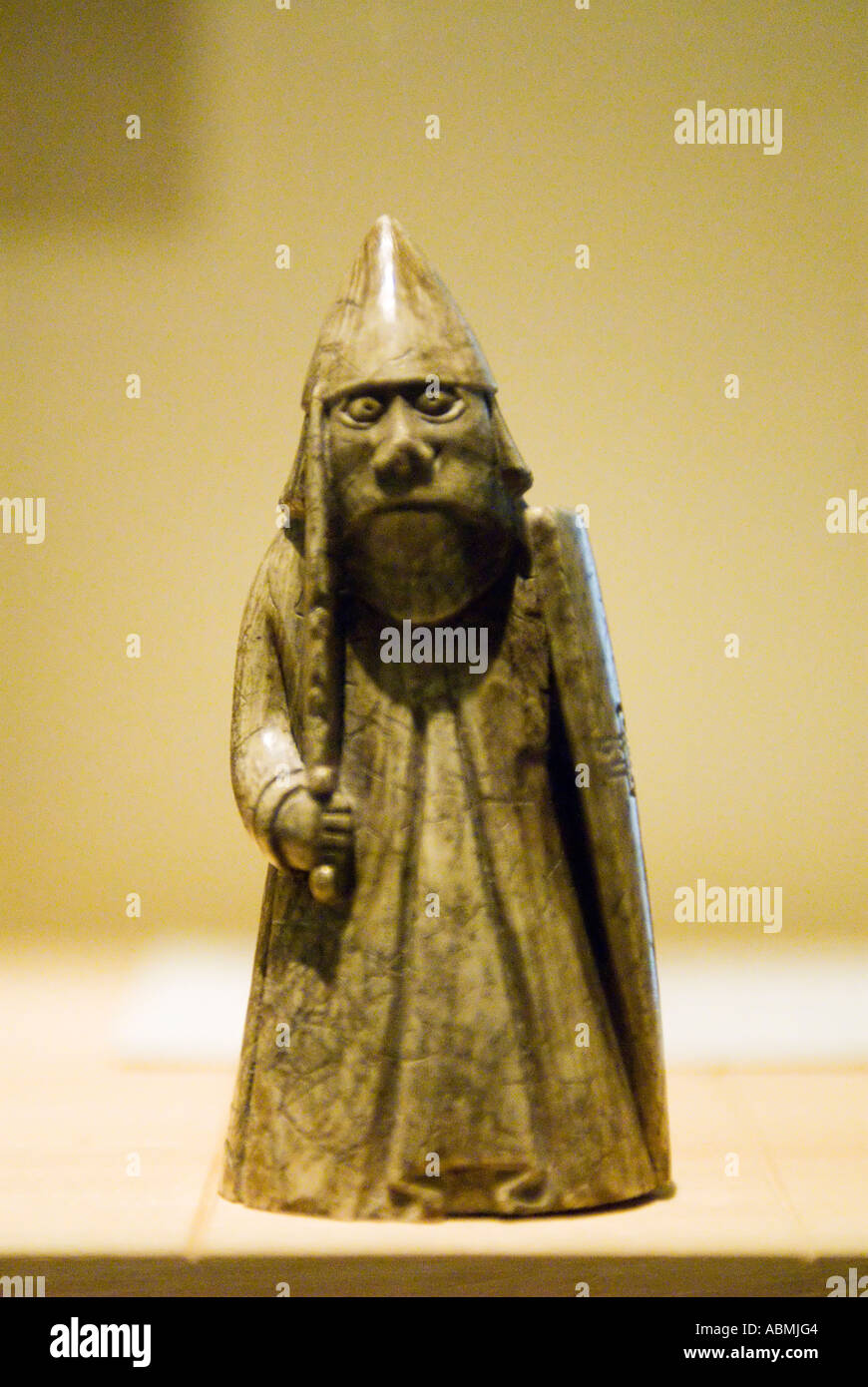 Detail of famous Lewis chessman at the National Museum of Scotland in Edinburgh Stock Photo