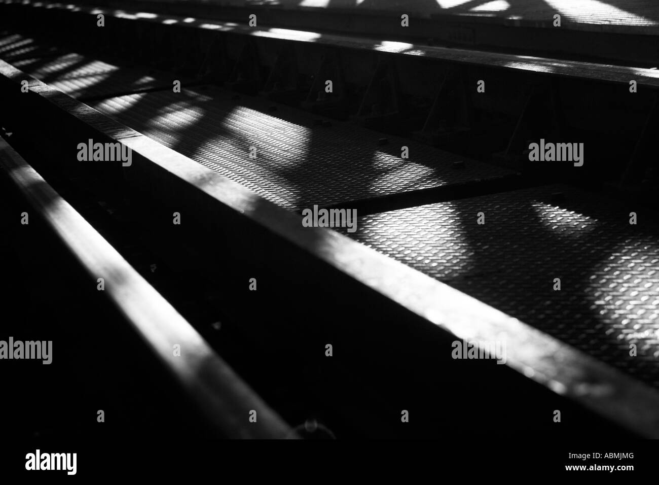 close up of railtrack in black and white Stock Photo