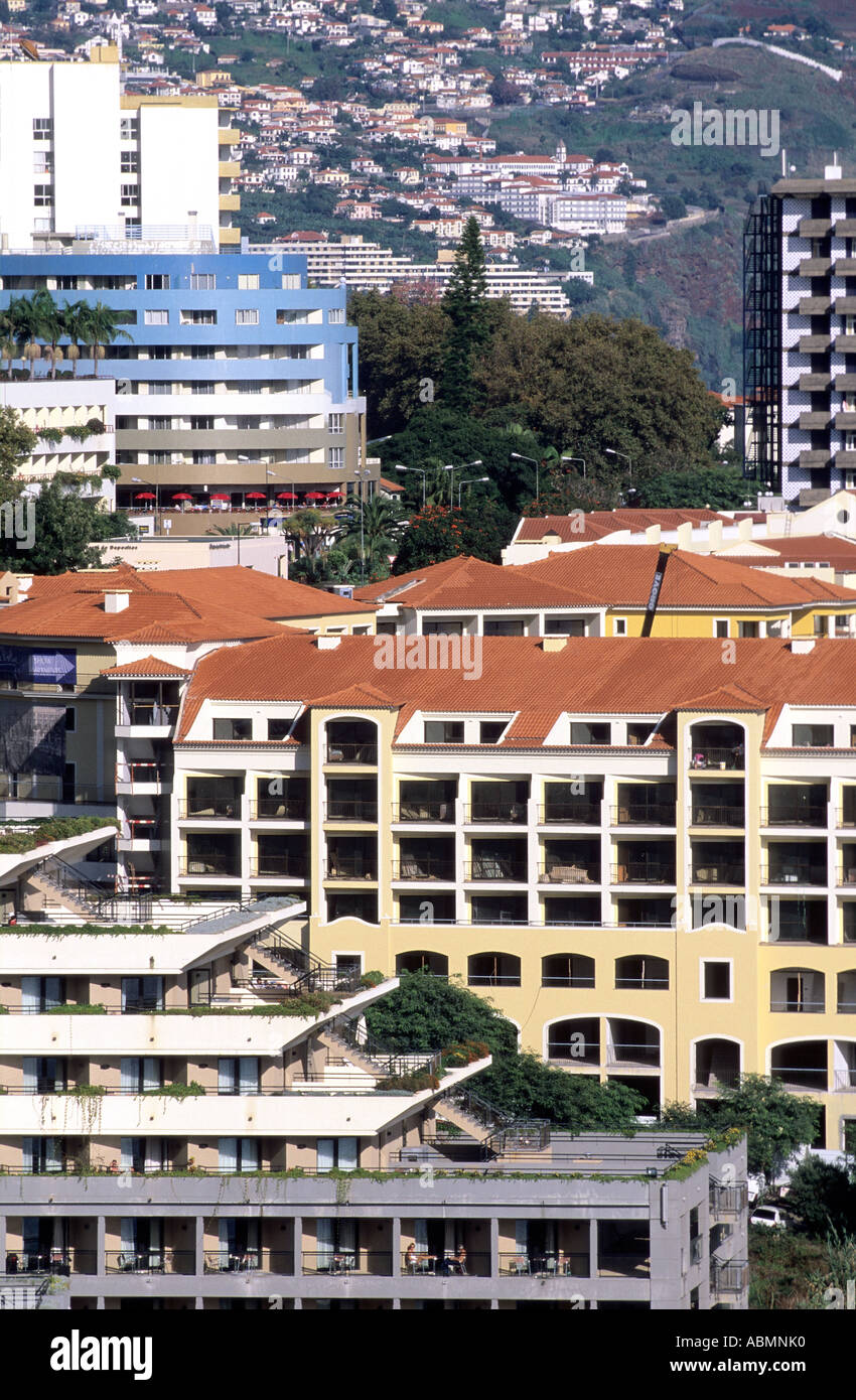 Hotel buildings at Funchal, Madeira Stock Photo