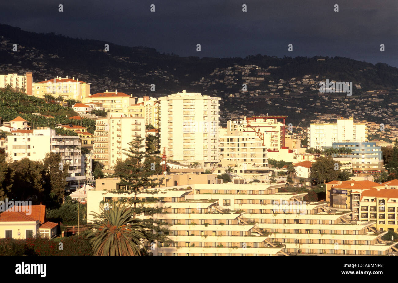 Hotel buildings at Funchal, Madeira Stock Photo