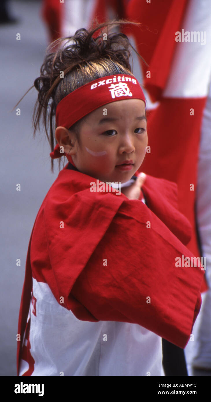 Little girl at Yosakoi Soran dance festival Sapporo Hokkaido Stock Photo