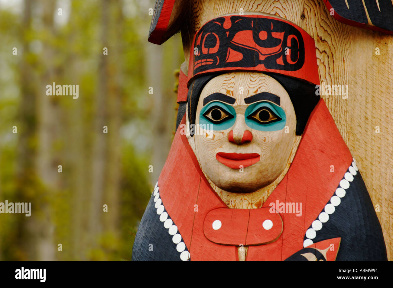 Alaska, Anchorage, Totem pole, Alaskan Native Heritage Center Stock