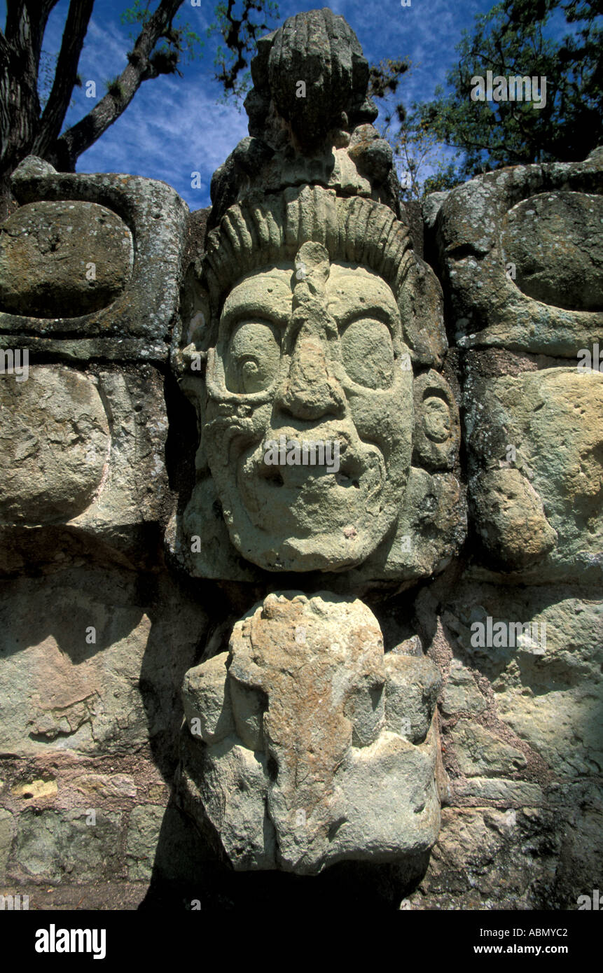 Honduras Copan Ruinas Maya sculpture Venus God vertical Mayan Central America Stock Photo Alamy
