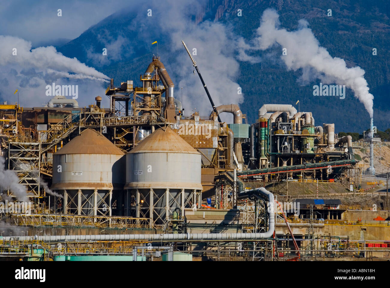 The Zinifex zinc refinery on the Derwent River at Hobart Tasmania Stock Photo Alamy