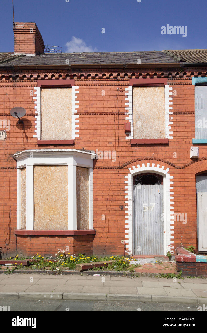 Boarded up houses Venmore Street Anfield Liverpool Merseyside England