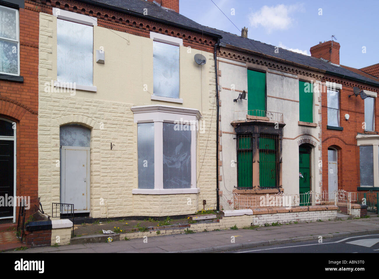 Boarded up houses Venmore Street Anfield Liverpool Merseyside England
