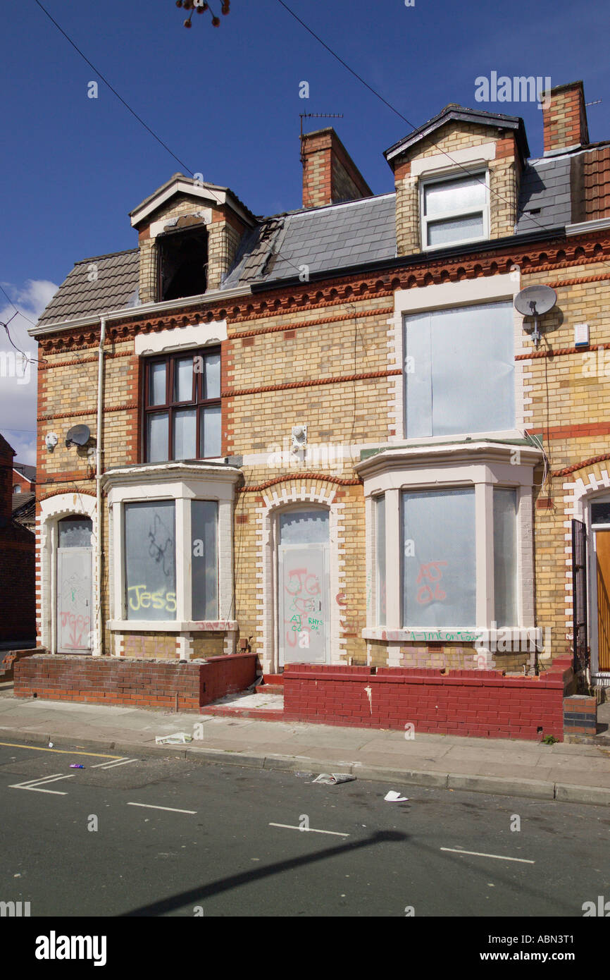 Boarded up houses Venmore Street Anfield Liverpool Merseyside England