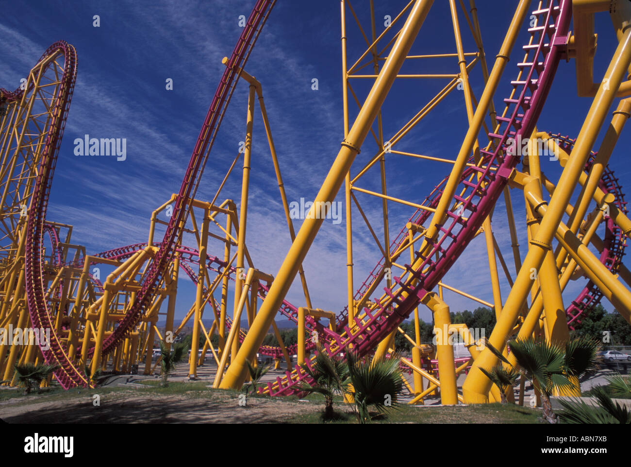 Rollercoaster Six Flags Magic Mountain Los Angeles California United States of America Stock Photo