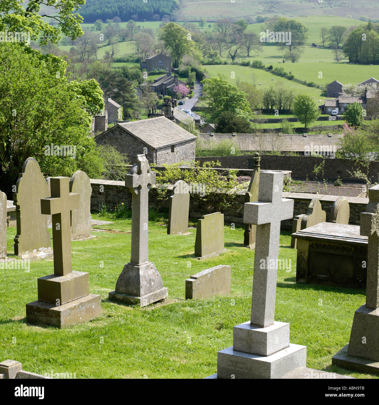 Churchyard Saint Leonards Church Downham Lancashire Clitheroe Stock