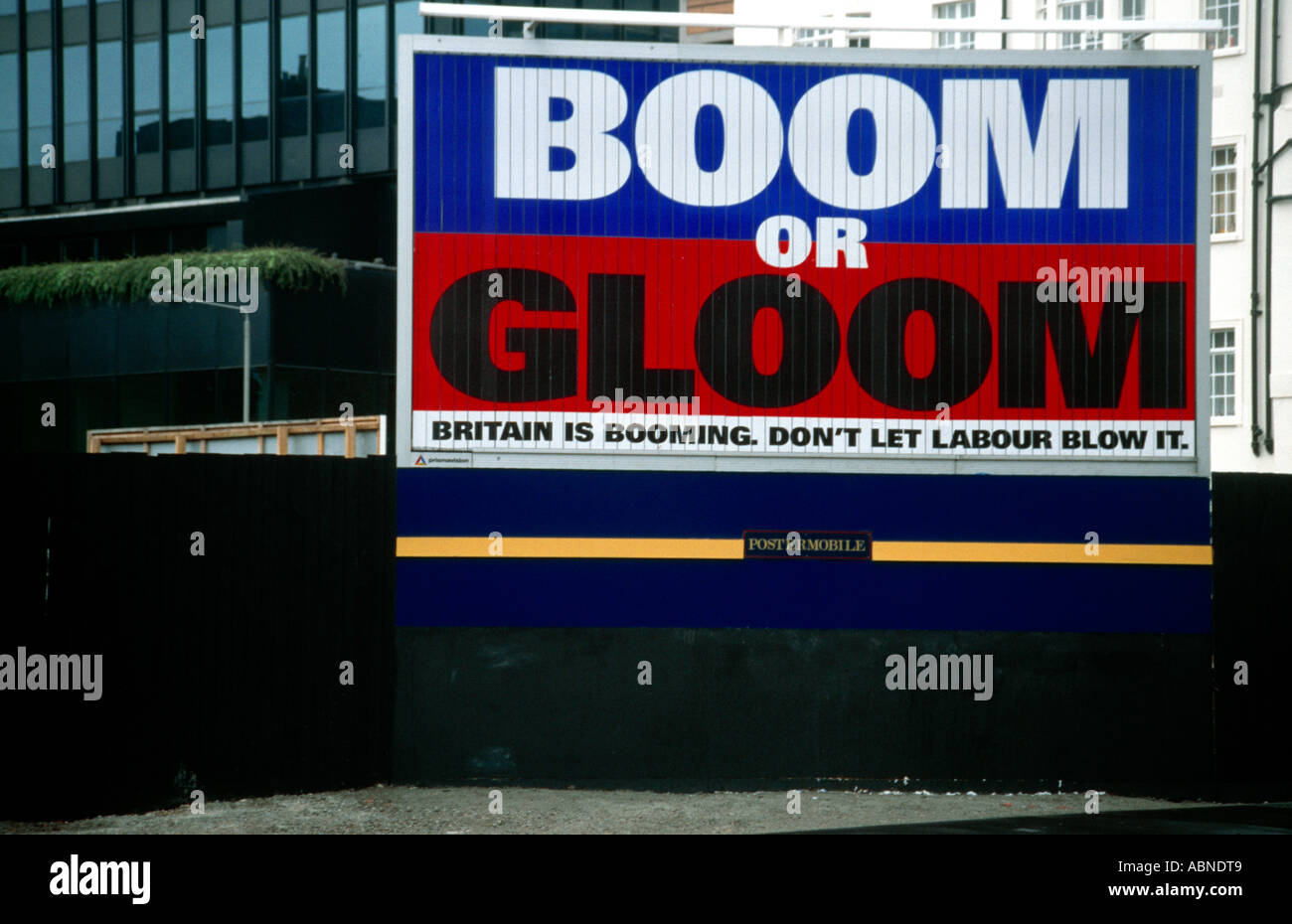 Conservative Campaign 'boom Or Gloom' Billboard Stock Photo