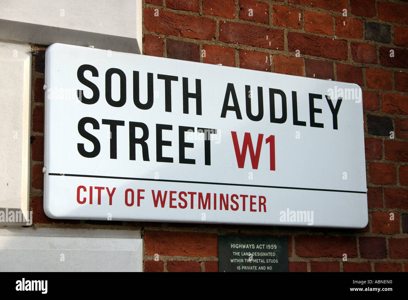 South Audley Street Sign Stock Photo Alamy