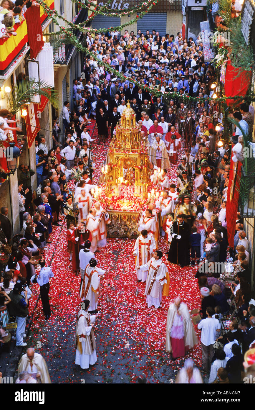 Corpus Christi celebrations with confetti falling on streets of