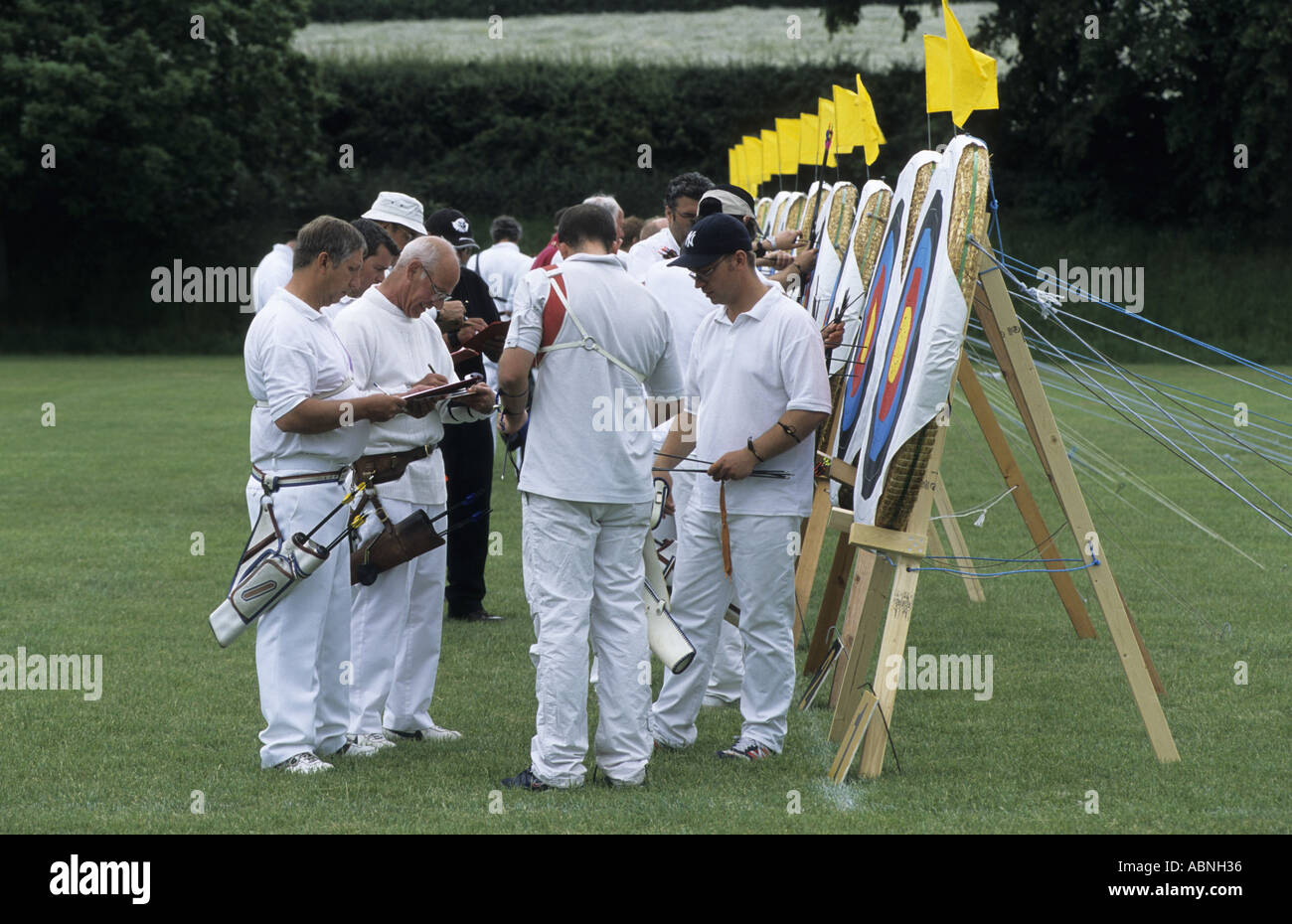 Archers scoring their arrows at Midland Counties Championships, Leamington Spa, Warwickshire, England, UK Stock Photo