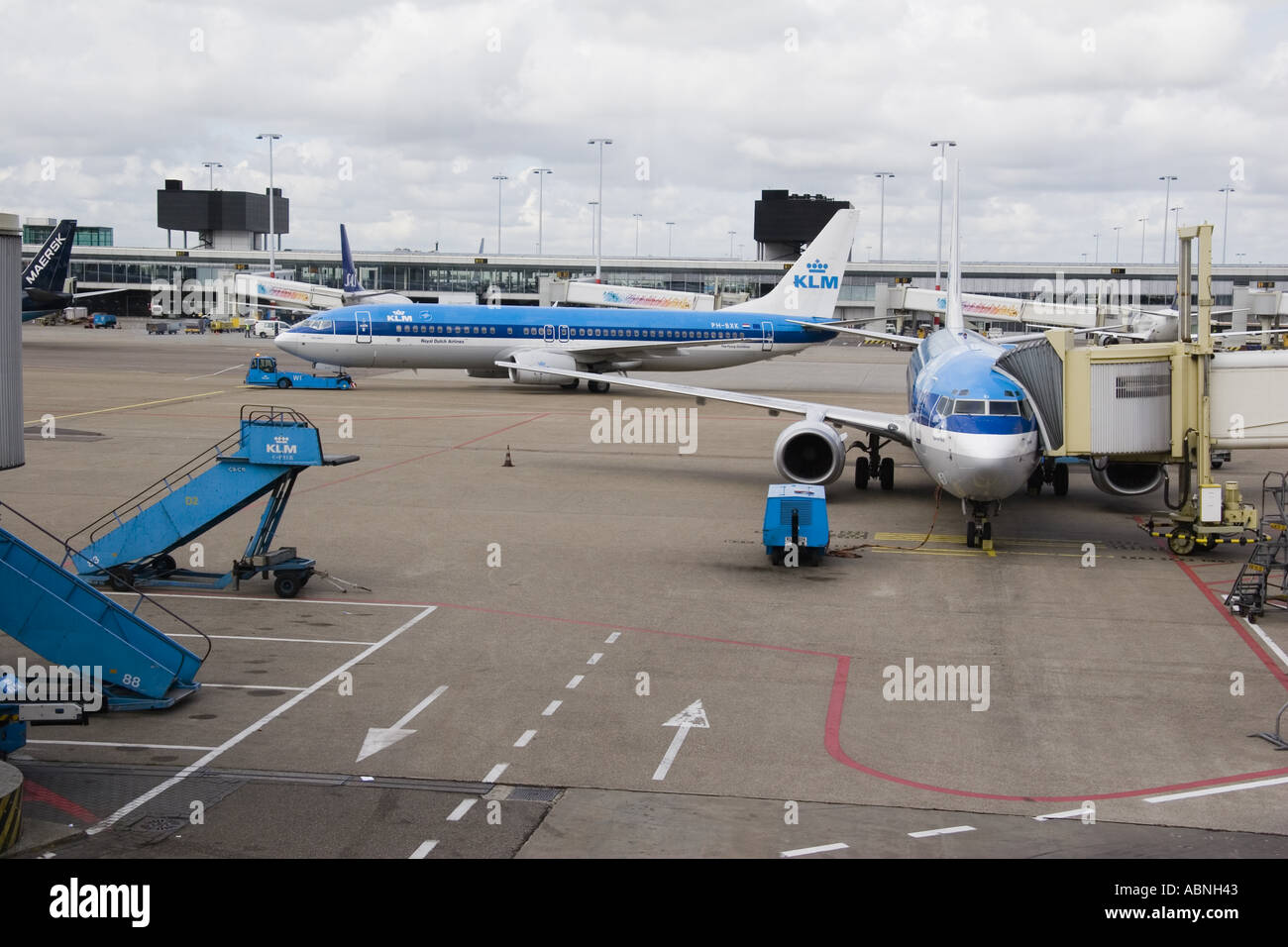 Airplanes at Schiphol international airport Amsterdam Holland Stock