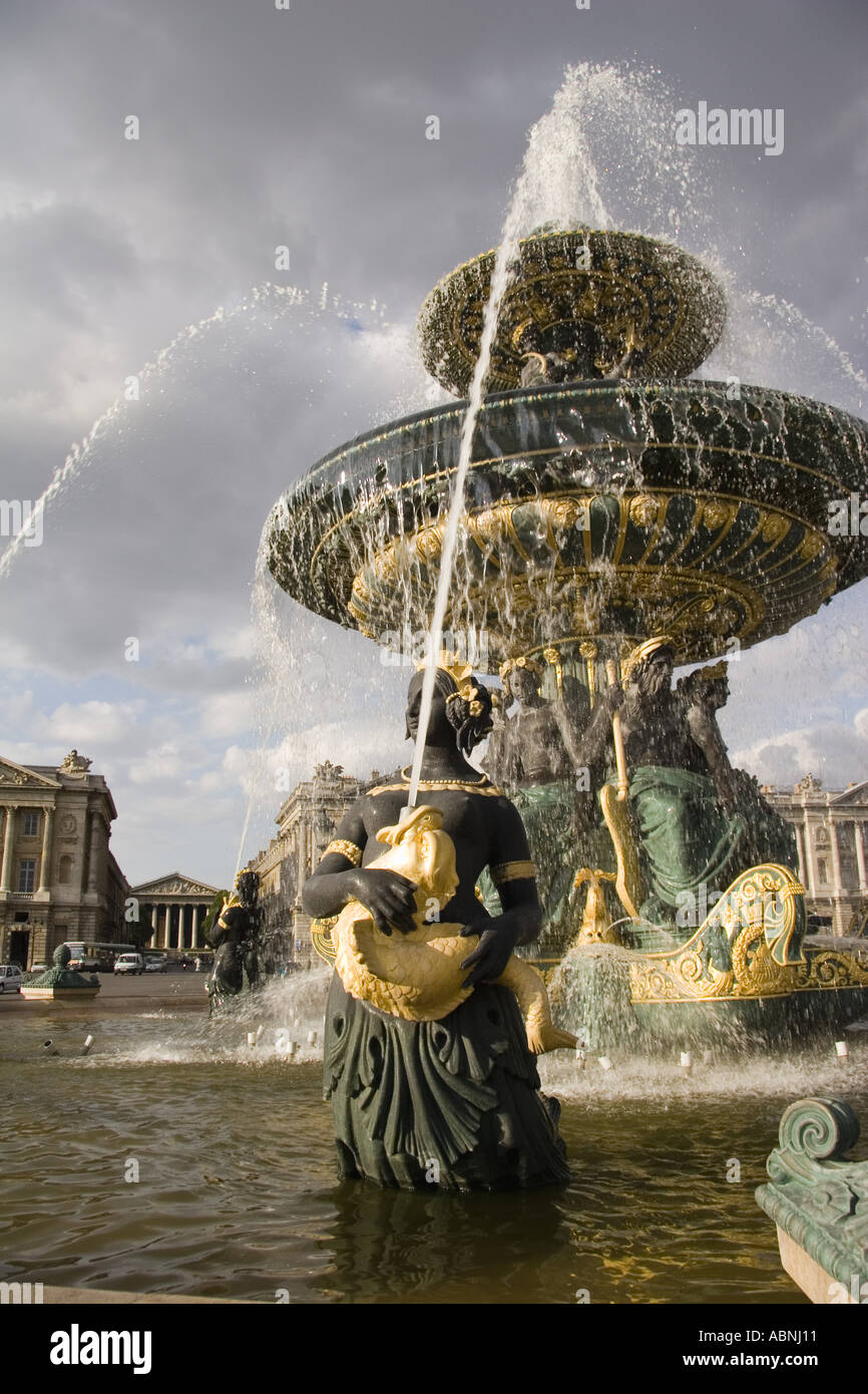 Fountain at Place de la Concorde Stock Photo