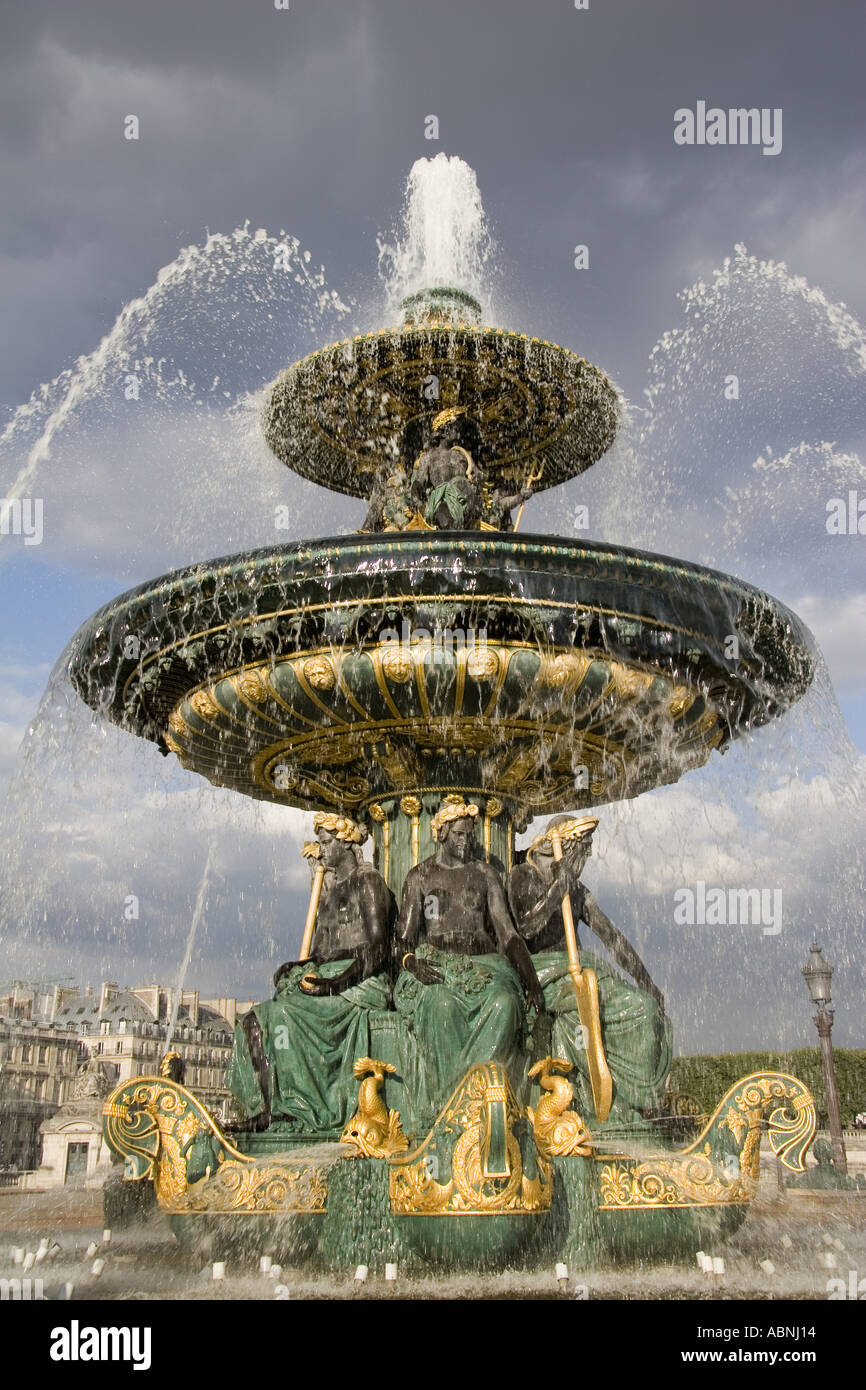 Fountain at Place de la Concorde Stock Photo