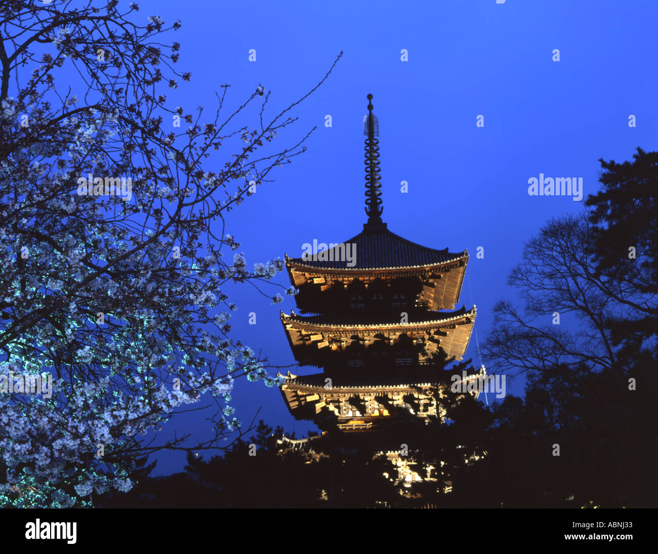 The five story pagoda at Kofukuji temple Stock Photo