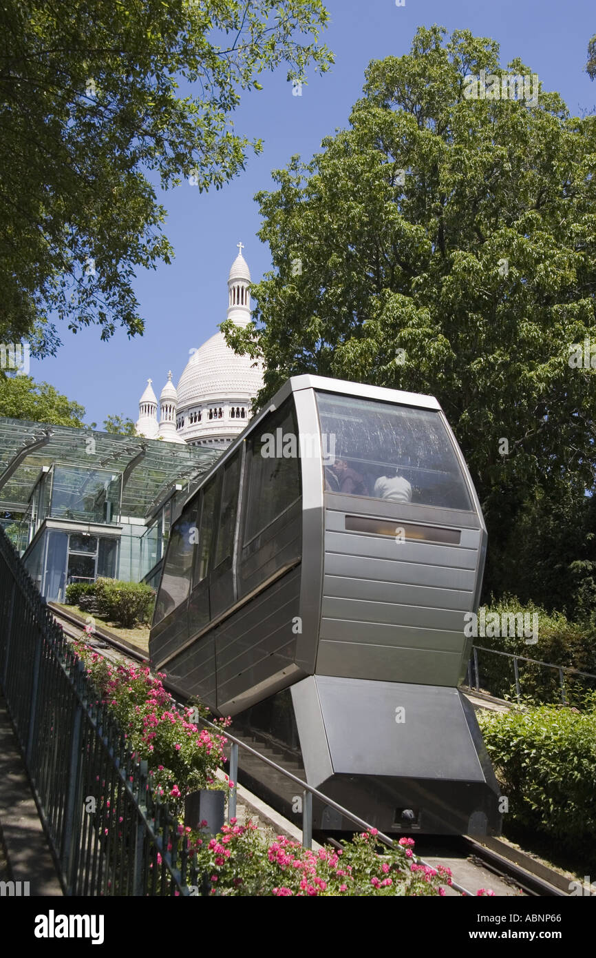 Funicular on hill and Coeur at top of Paris France Stock Photo - Alamy