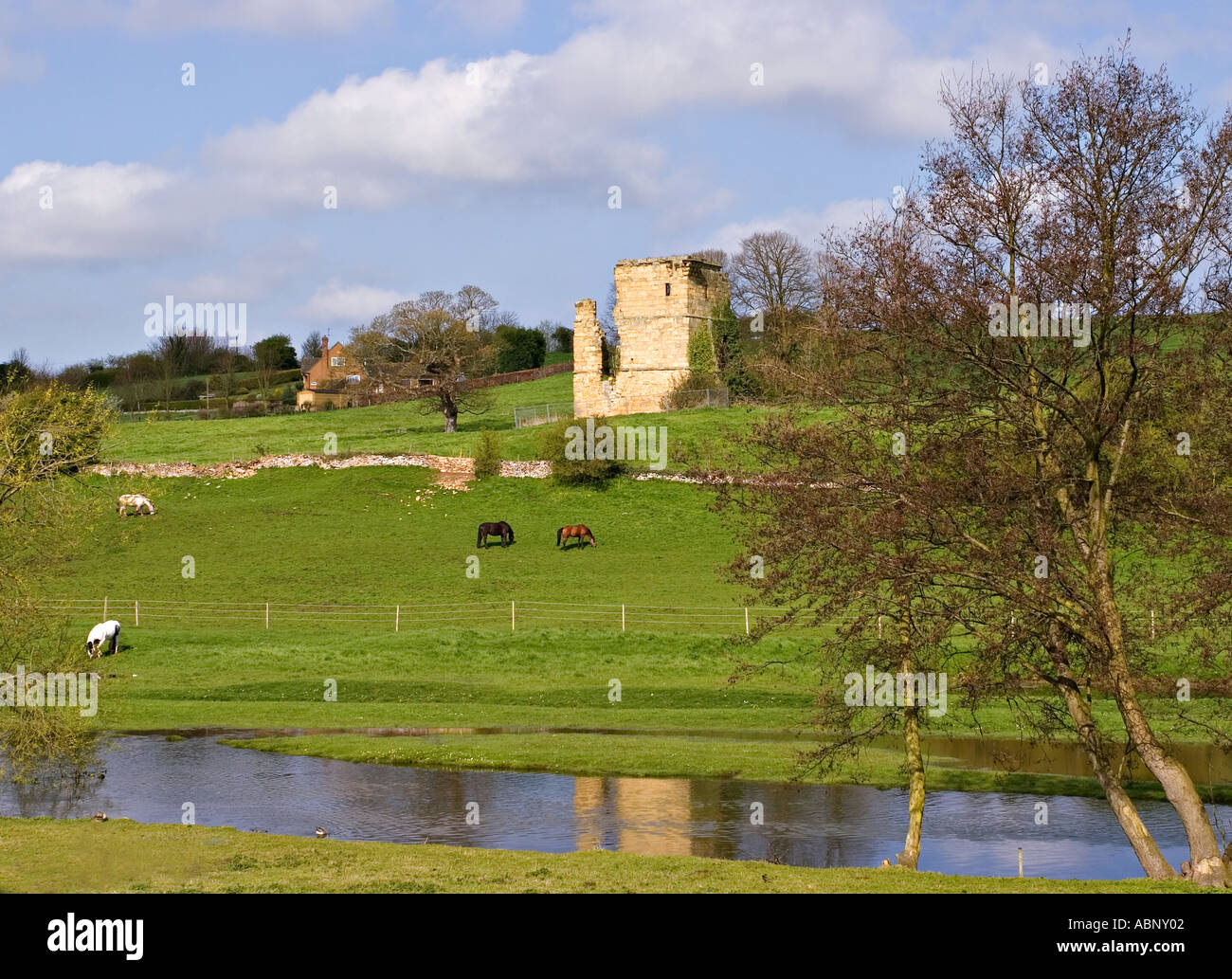 Castle seen across River Derwent at Ayton near Scarborough North