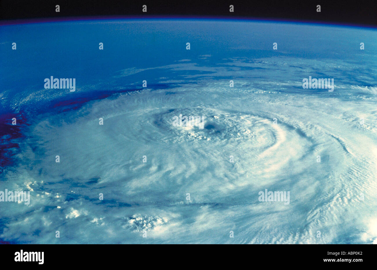 Hurricane from space over Atlantic. Stock Photo