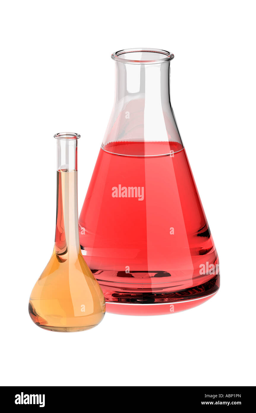 Conical and volumetric lab flasks Stock Photo Alamy