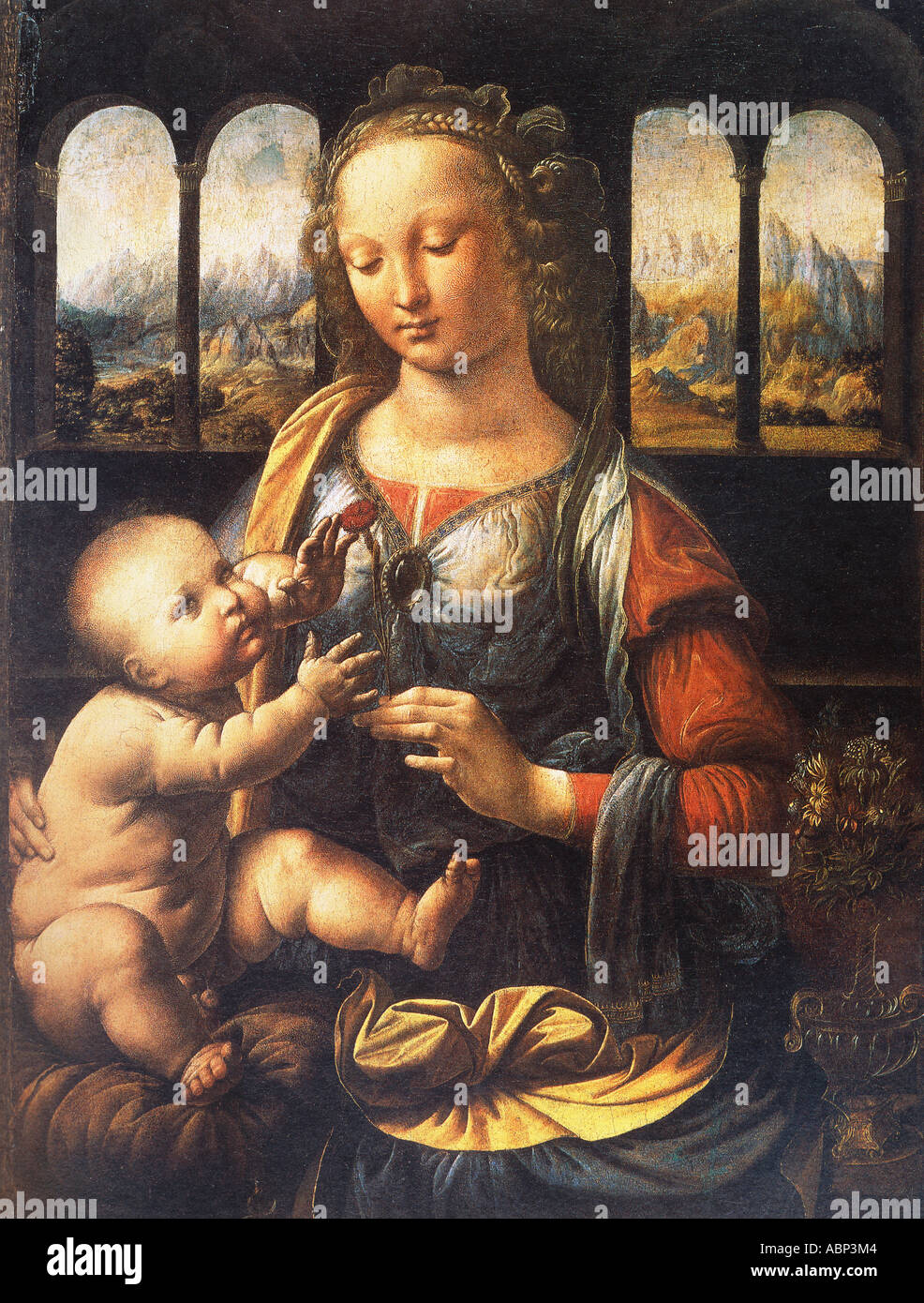 Leonardo da Vinci Madonna with the Carnation ca. 1475 Stock Photo