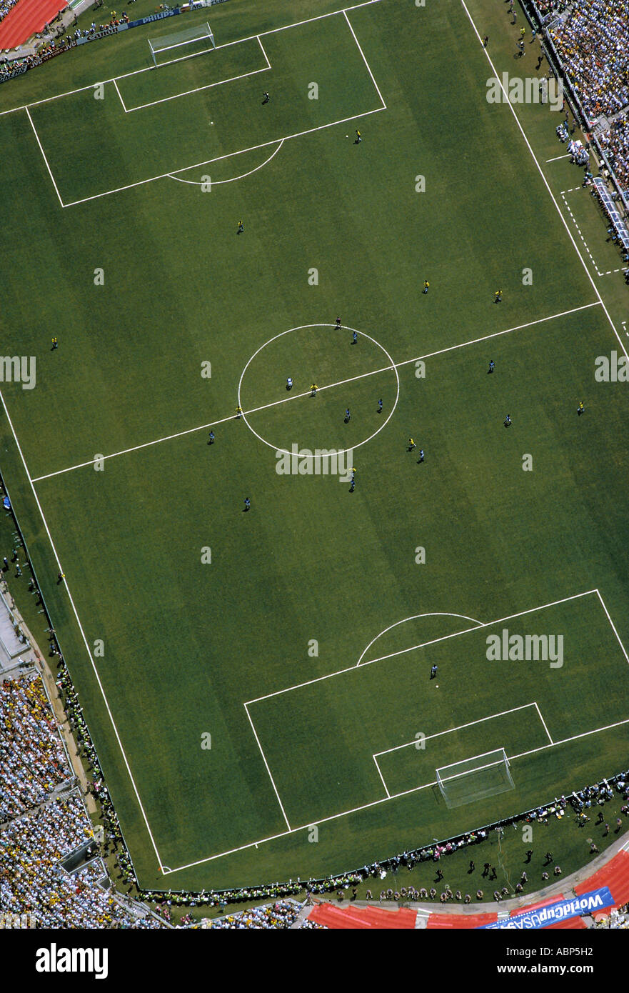 Vertical aerial view of the playing field at the Rosebowl, Pasadena