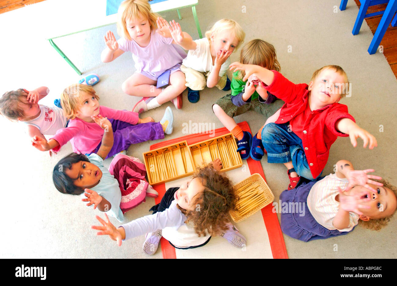 Montessori nursery school kids Stock Photo