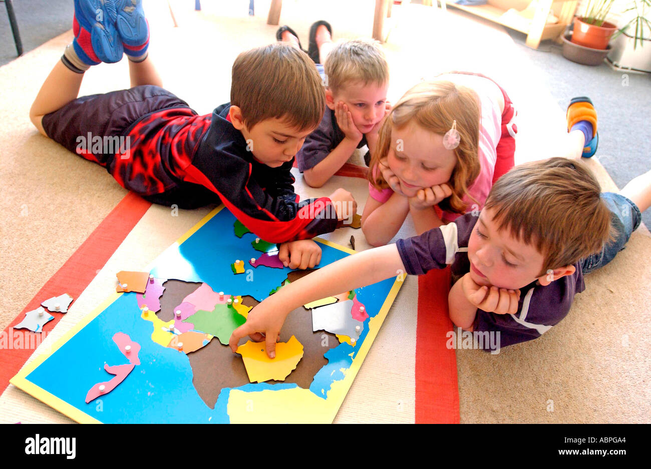 Montessori nursery school kids Stock Photo