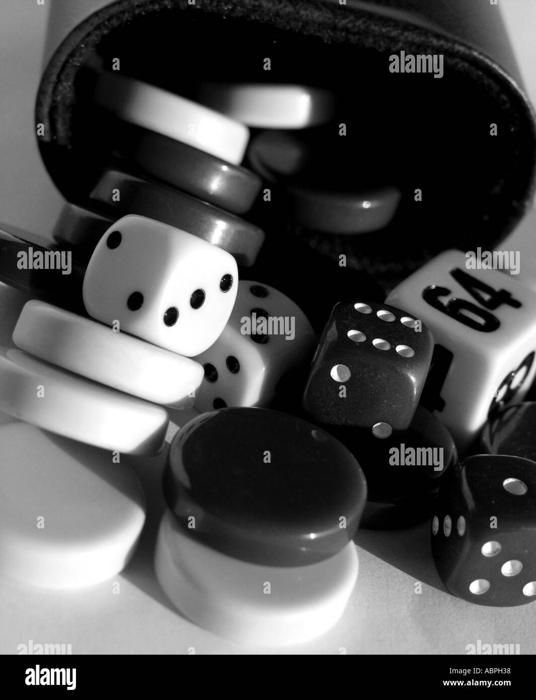 dice draughts and checkers Stock Photo