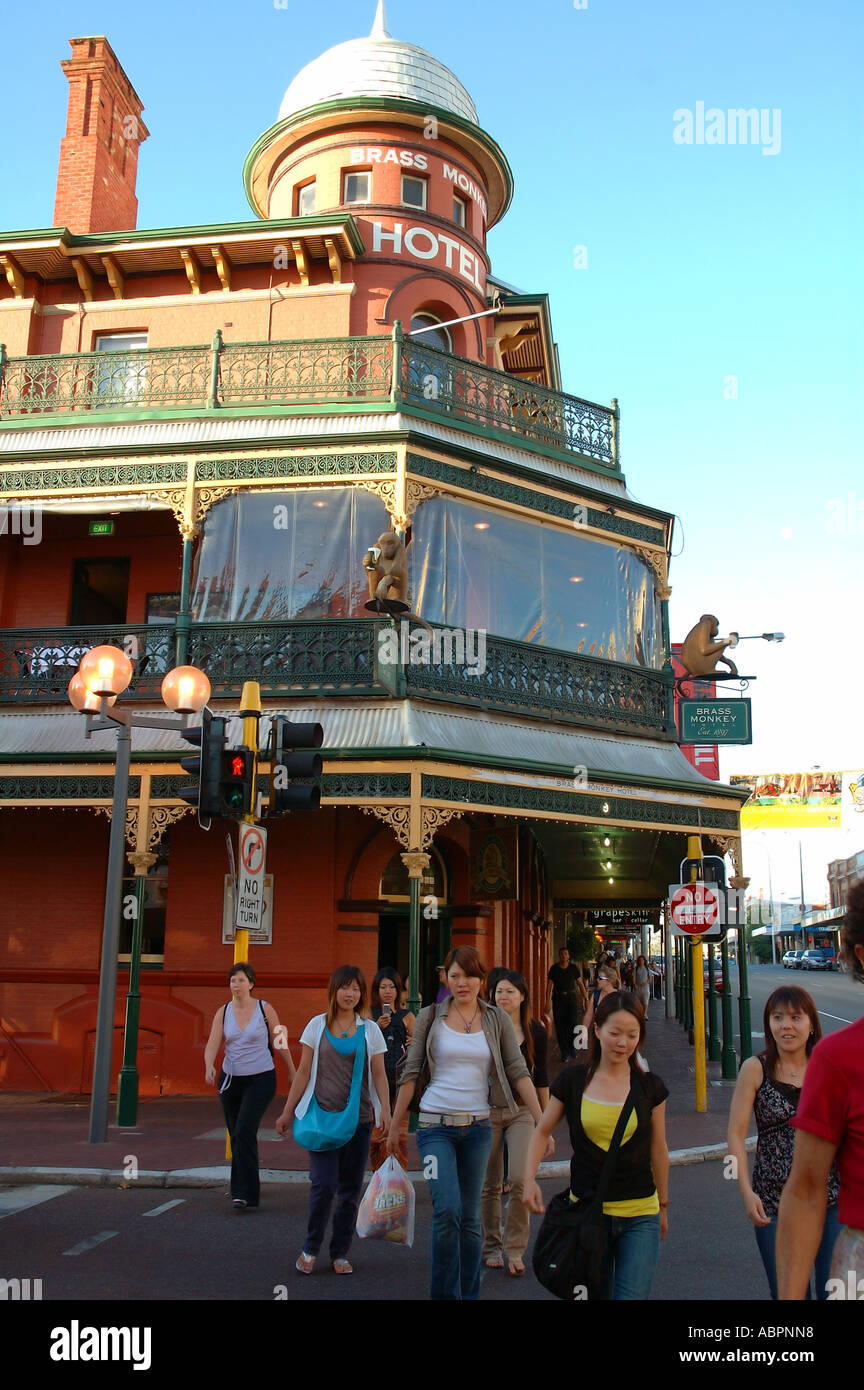 Summer evening crowds at the Brass Monkey pub an iconic Northbridge