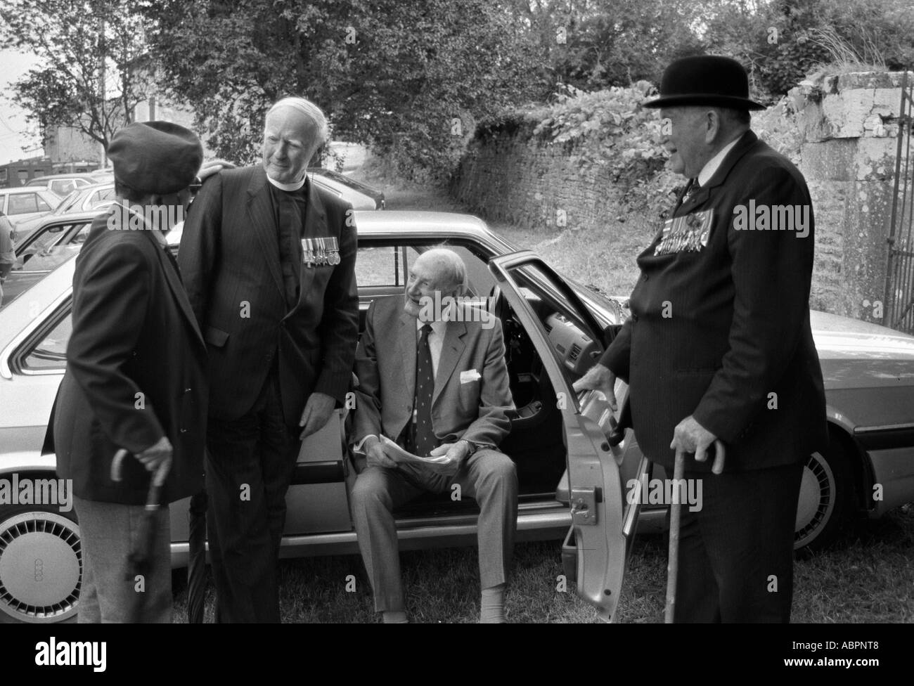 SAS veterans in France, 1989.Sir David Sterling sitting, General Mike ...