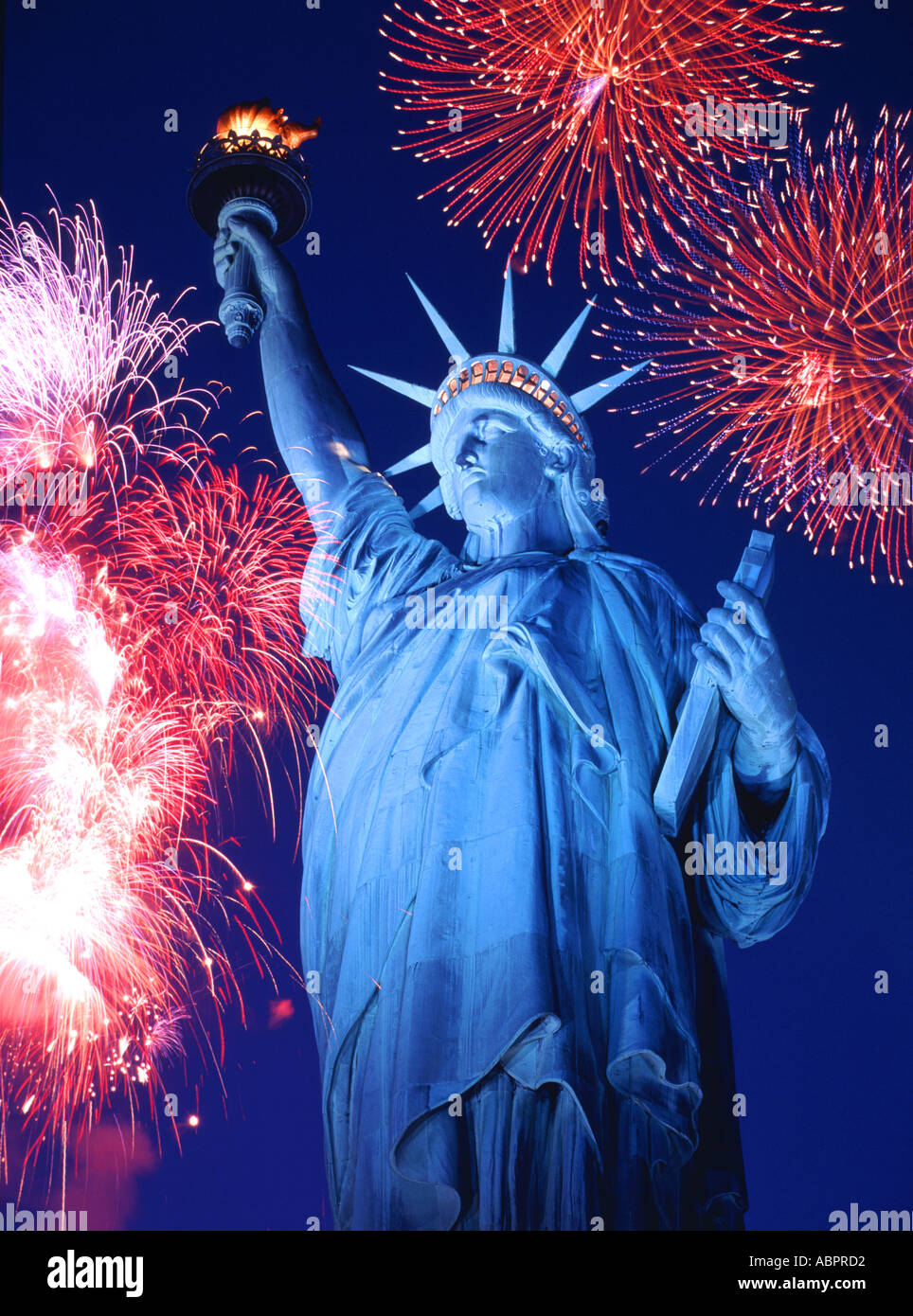 Statue of Liberty, Firework Display, New York, USA Stock Photo: 4227025