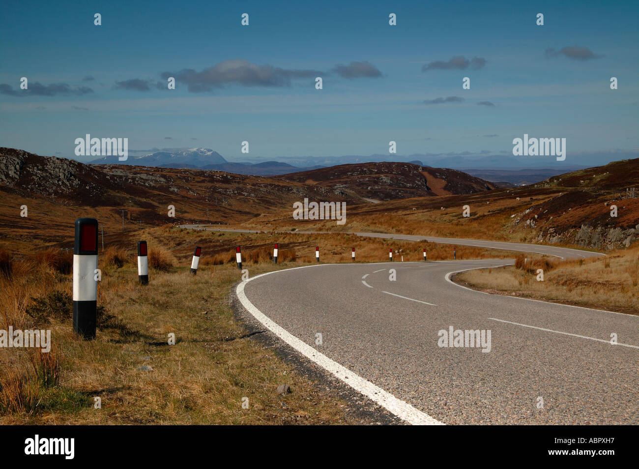 Winding Road A836, looking west, North of Scotland Stock Photo - Alamy
