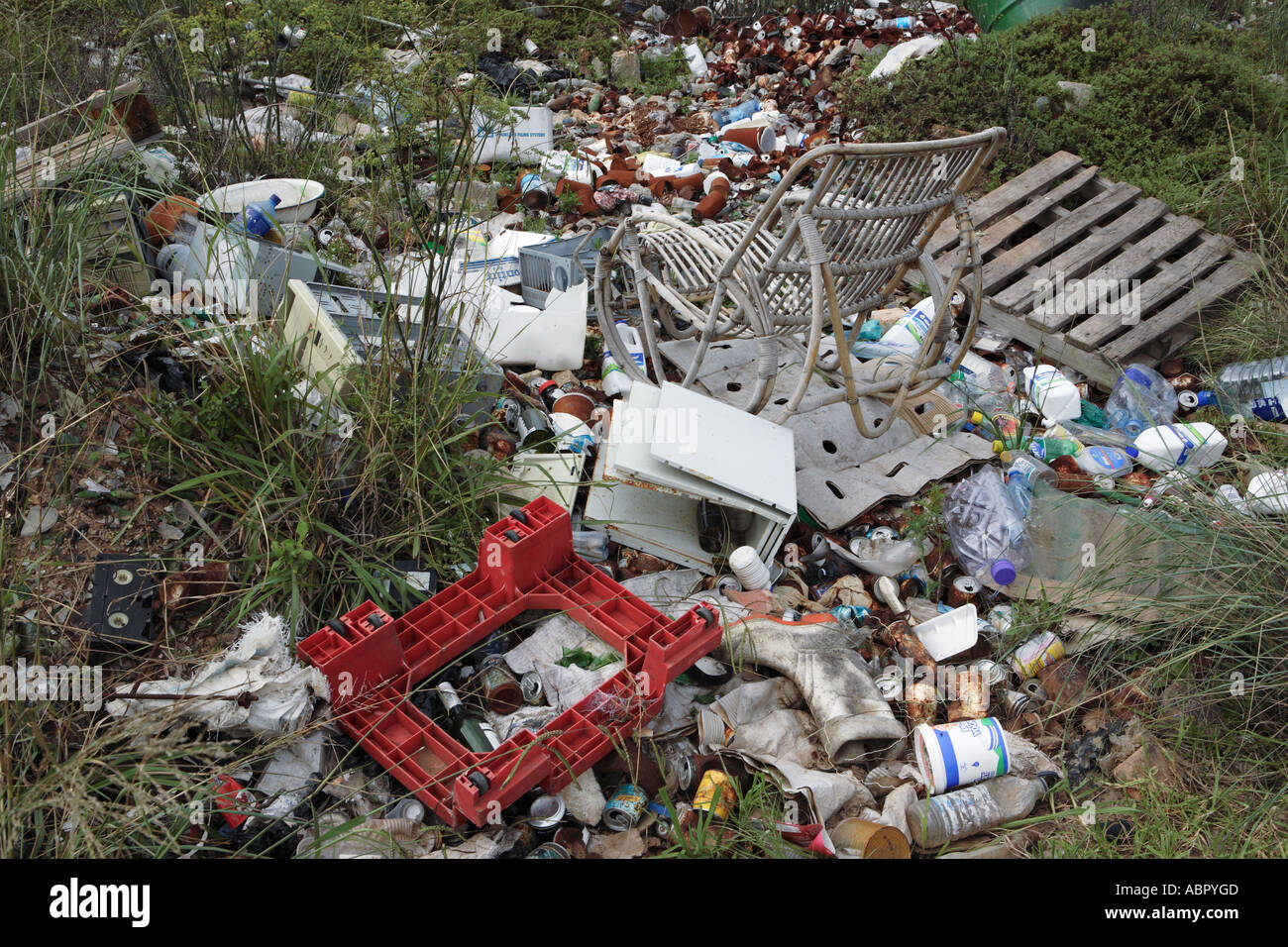 Rubbish dumped in field Stock Photo Alamy