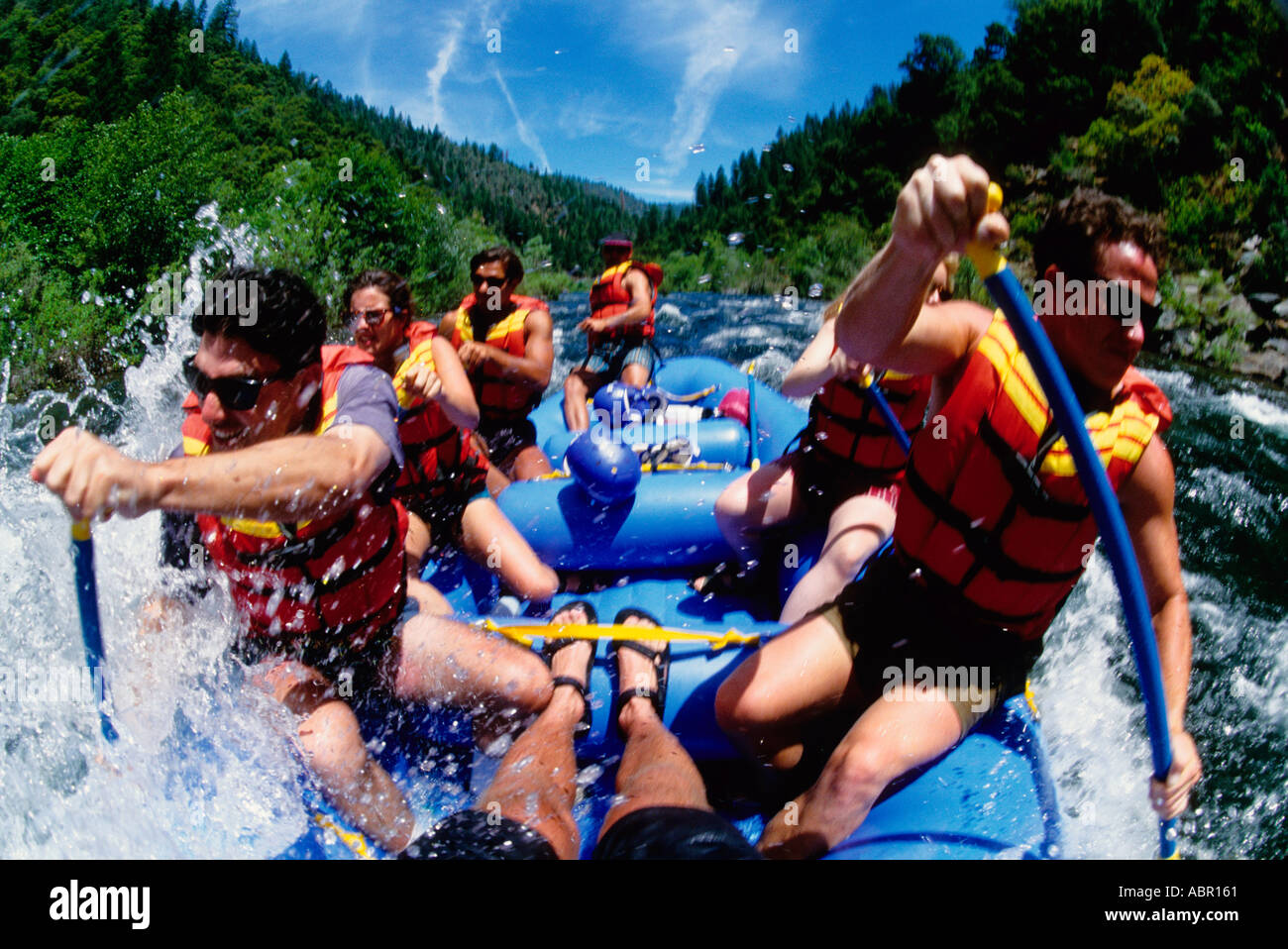 White water rafting on the American River near Sacramento California