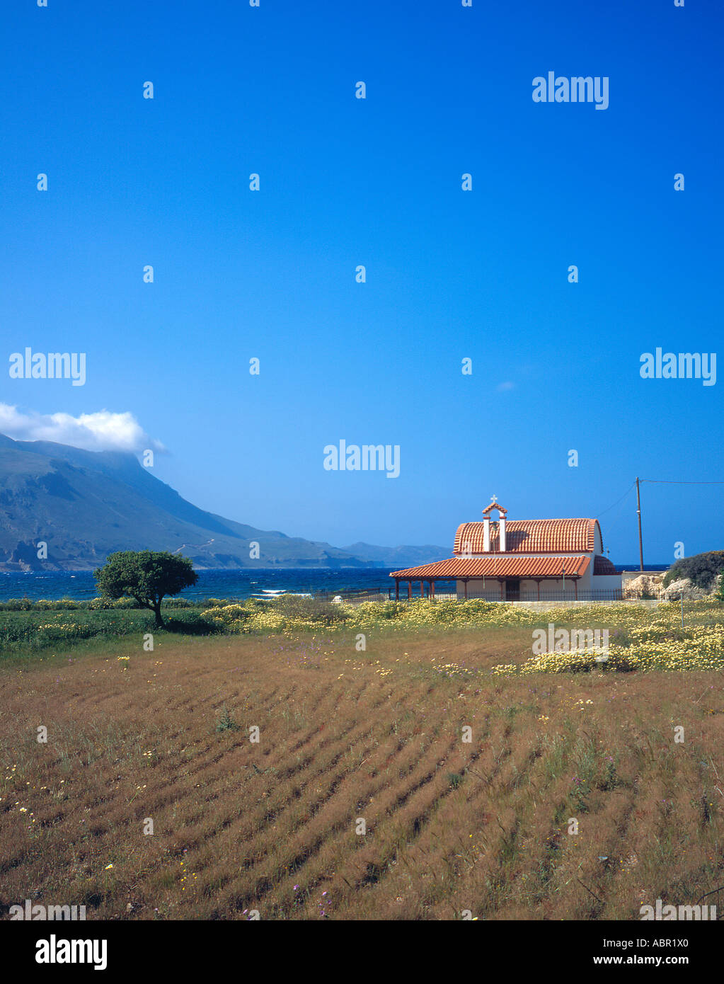 solitude roadside chapel at Kastelli West Crete Greece . Photo by Willy Matheisl Stock Photo