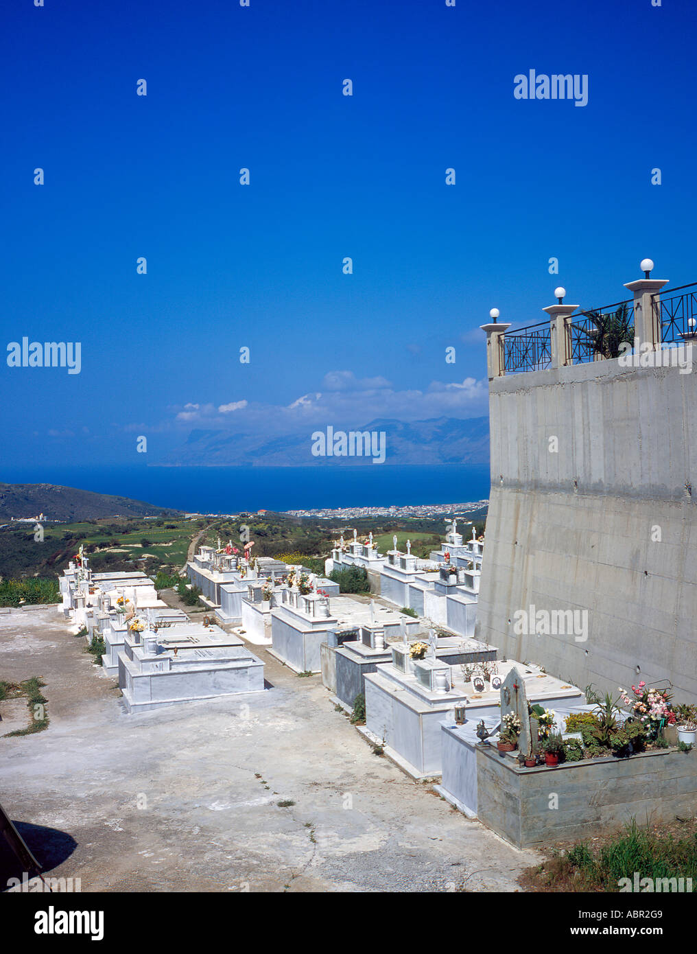 churchyard and cemetery Lousakies West Crete Greece Europe.  Photo by Willy Matheisl Stock Photo