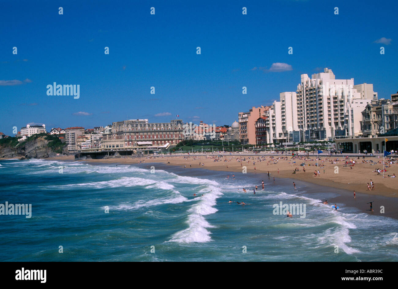 View of the Grande Plage in Biarritz seaside resort of the French Basque Country france Stock Photo