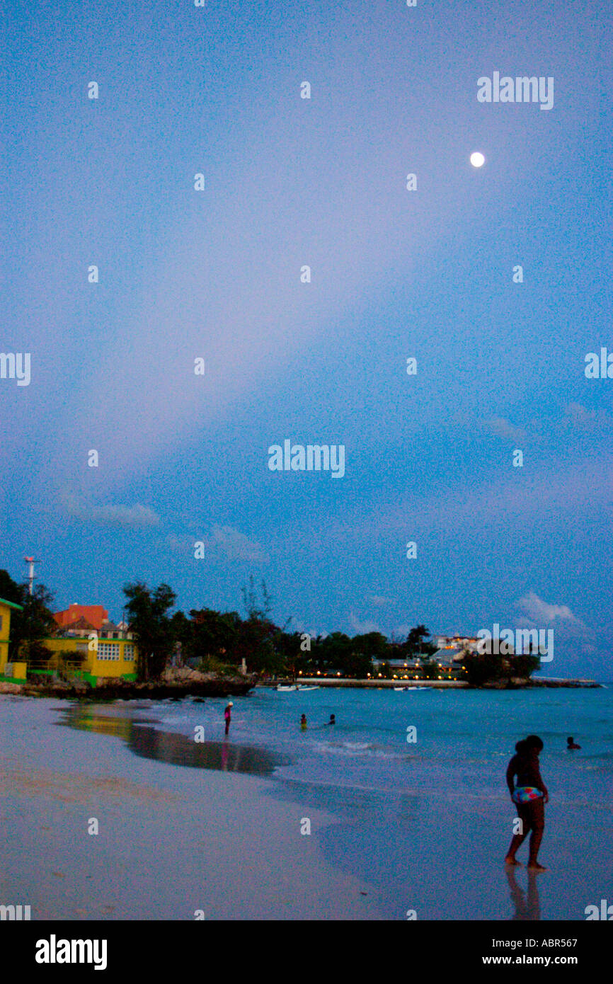 Barbados beach St Lawrence Gap full moon Worthing Beach Stock Photo Alamy