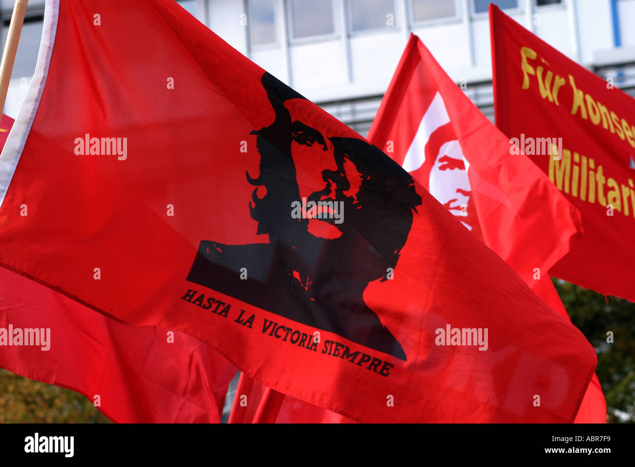 Protest march on the 15th anniversary of reunification Alexanderplatz Stock Photo