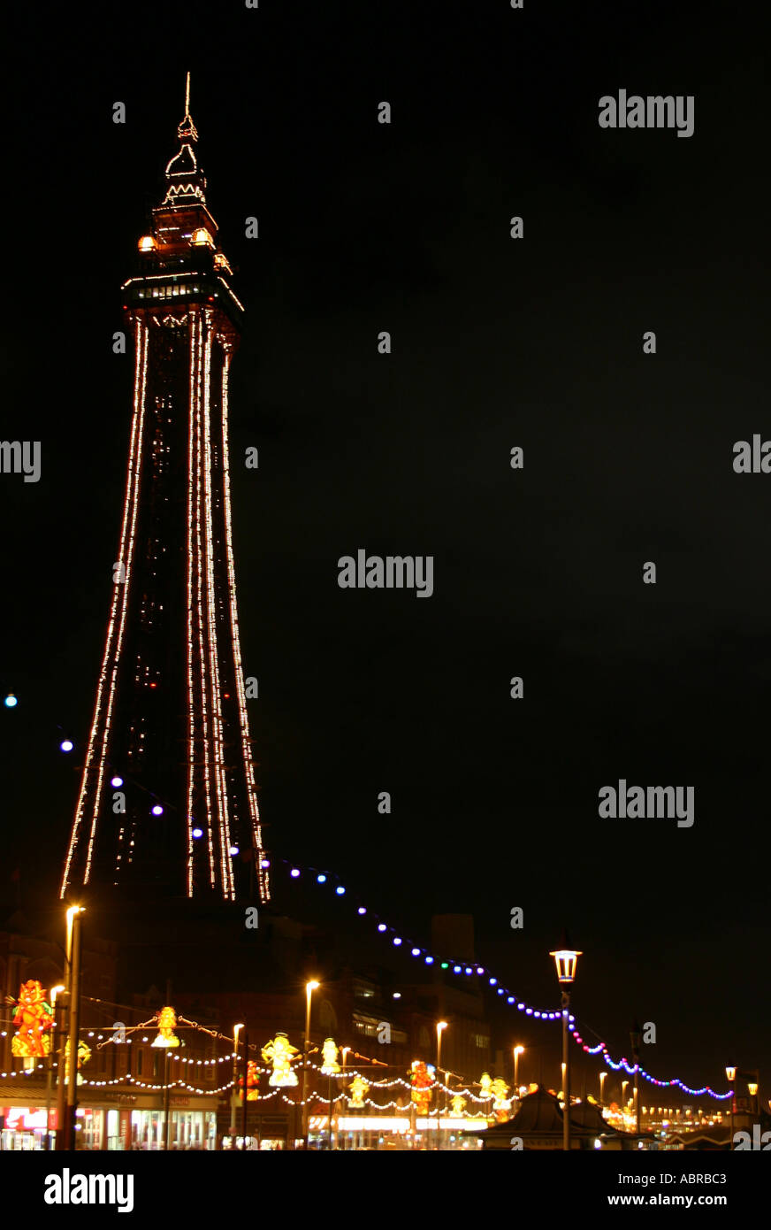Blackpool Tower And Illuminations At Night Stock Photo Alamy