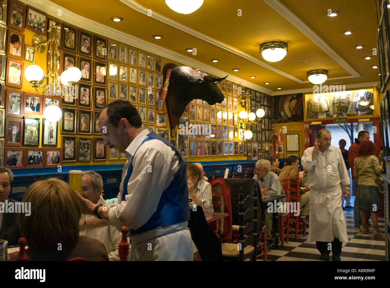 Inside of a Spanish Tapas Bar in Zaragoza Spain complete with mounted