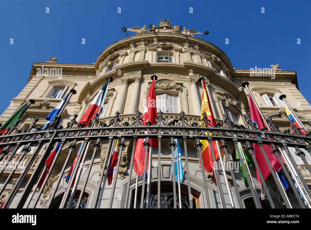 Casa de América casa de america with flags in Madrid Spain Stock Photo