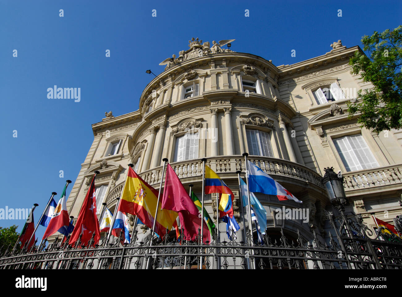 Casa de América casa de america with flags in Madrid Spain Stock Photo