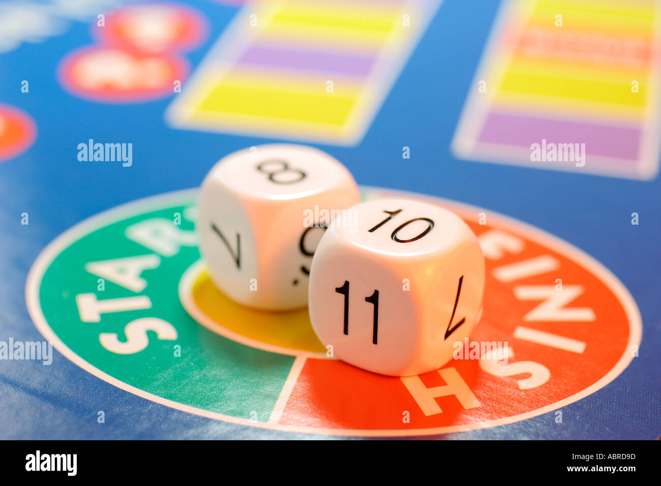 Dice on Board Game Stock Photo Alamy