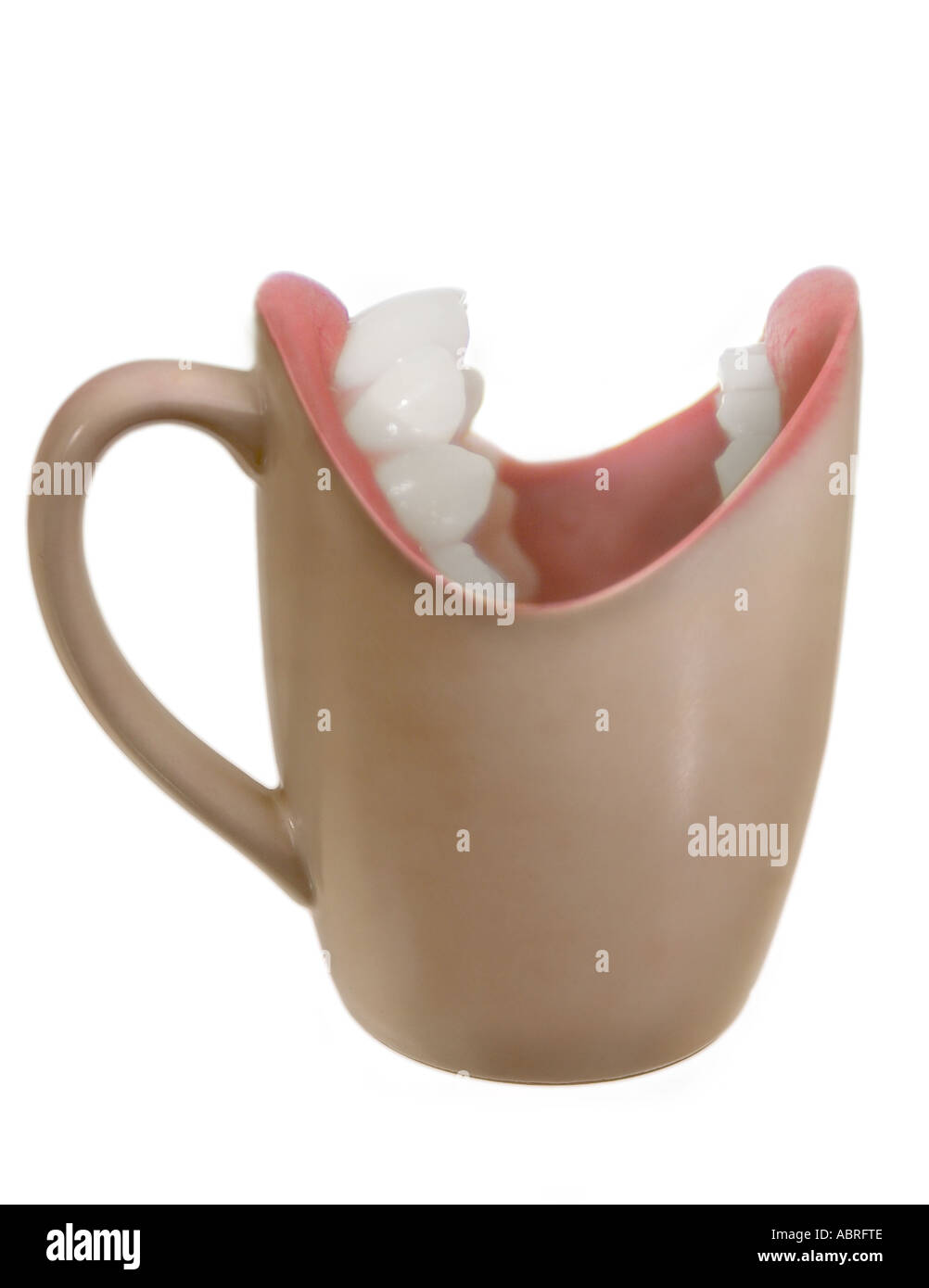 A Mug With Teeth and Mouth on White Background Stock Photo Alamy