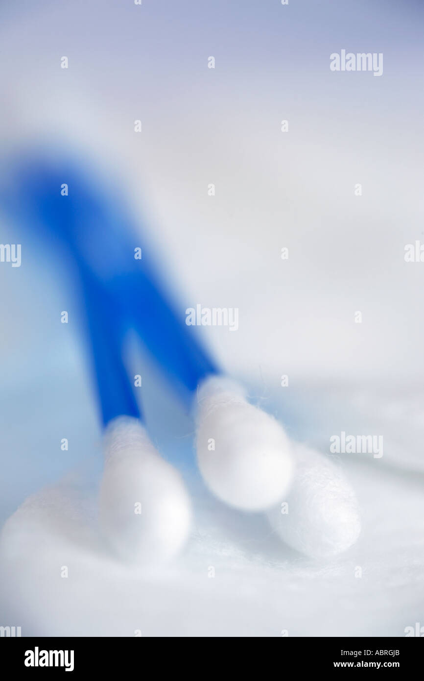 Blue and white Cotton wool buds swabs Stock Photo Alamy